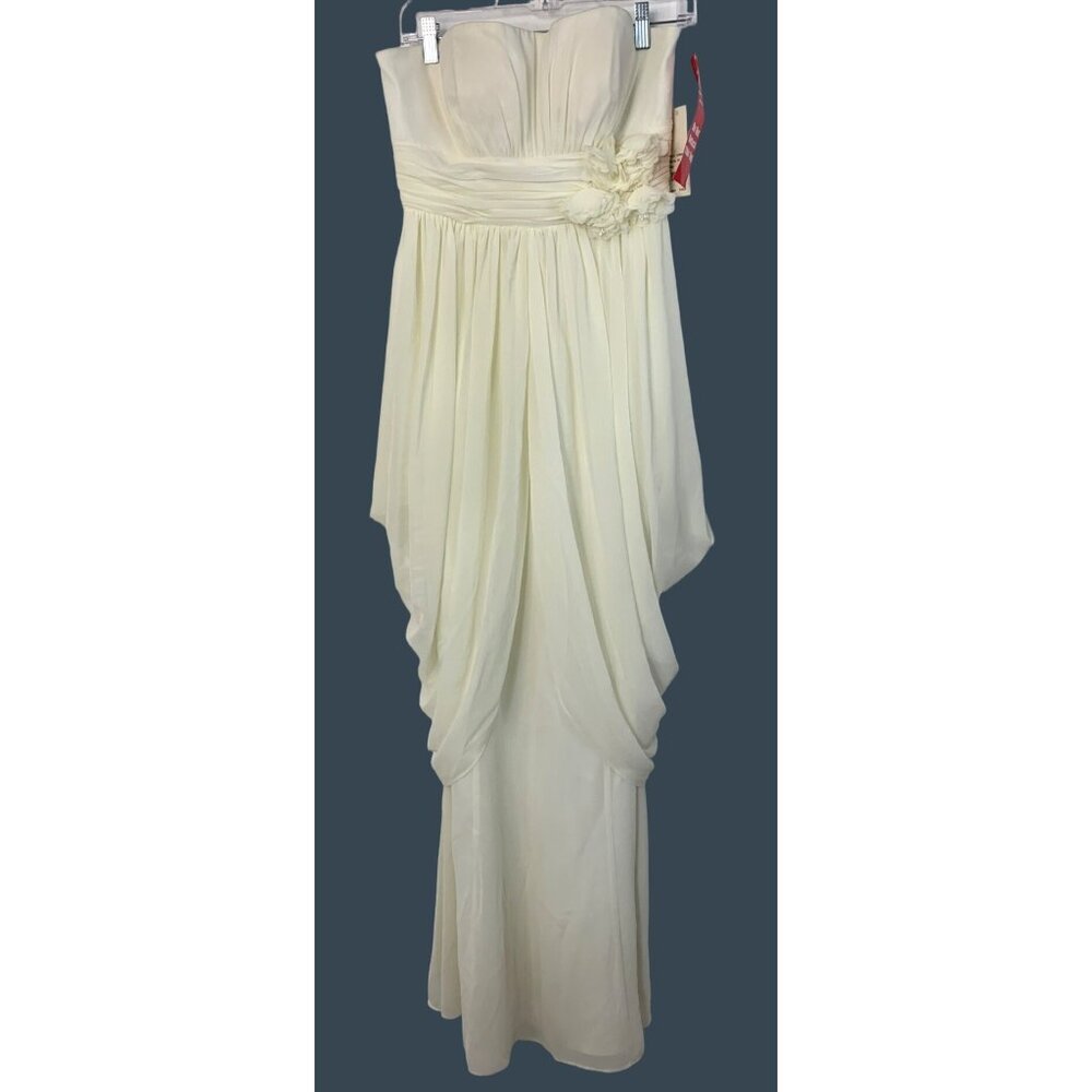 Hailey Adrianna Papell Ivory Draped Chiffon Gown Sz 8 event NWT strapless 7778